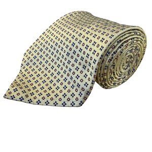 Nautica Mens Yellow Silk Tie Geometric Pattern
